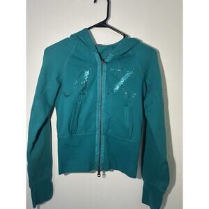 Armani Exchange A x Y2K Sequin Zip Up Hoodie Blue Women's Size Small Rare